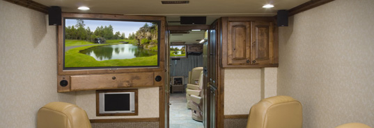 HDTV installed with stereo speakers